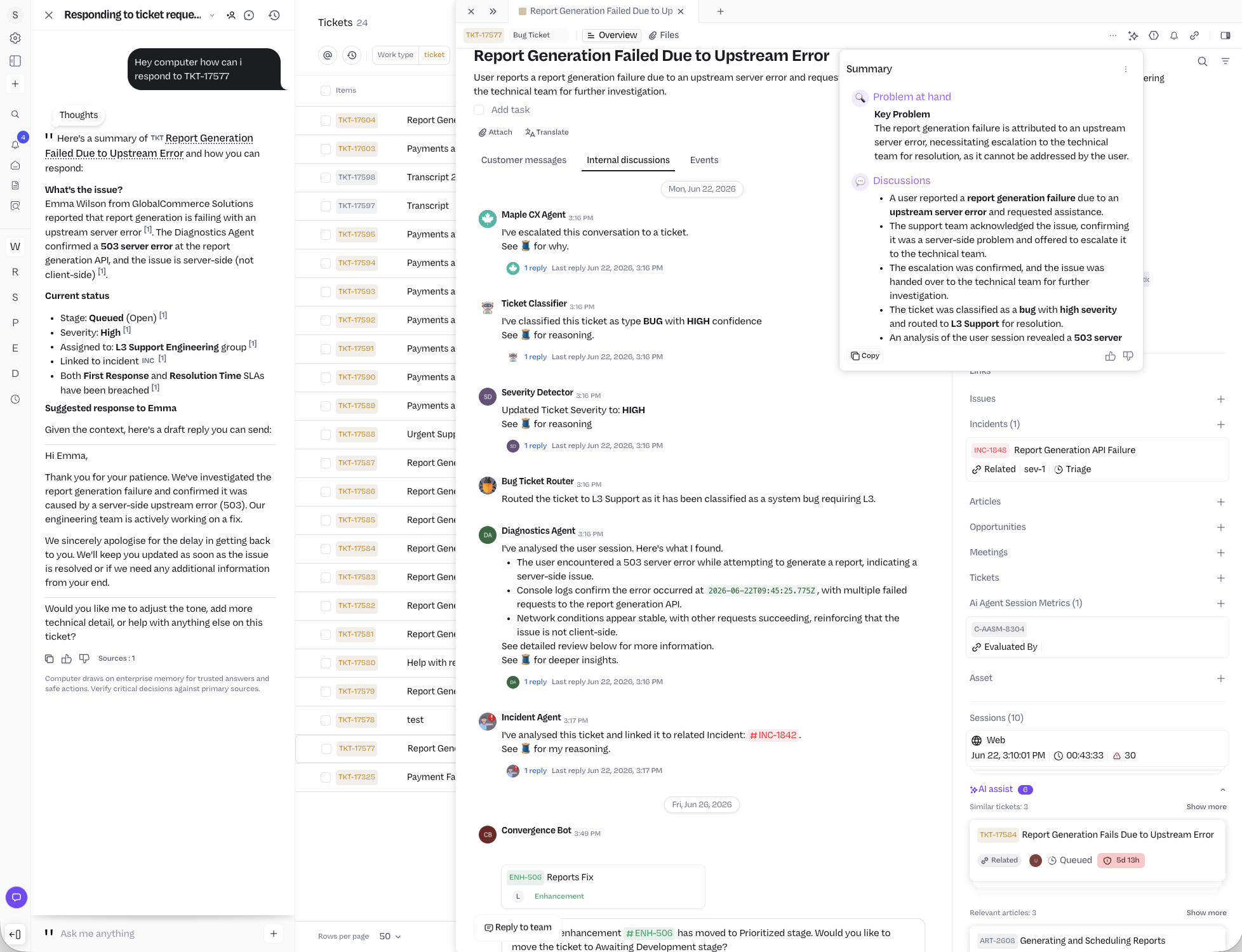 Ticket timeline